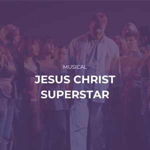 Das Bild zeigt eine Szene aus dem Musical "Jesus Christ Superstar" und beinhaltet einen Link zur Projektseite.